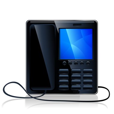 Siyah telefon beyazda izole edildi