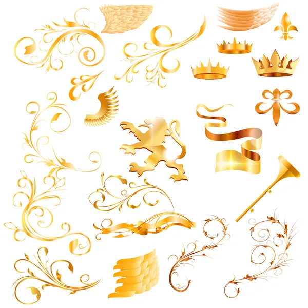 Ilustracja wzór złoty królewski elementów — Wektor stockowy