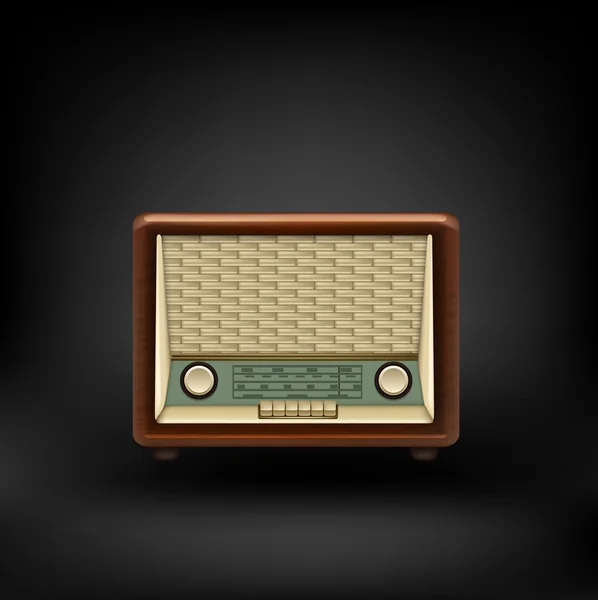 Old retro wooden radio. Vector — Stock Vector