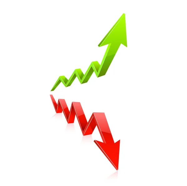 Roter und grüner Pfeil. Vektor — Stockvektor