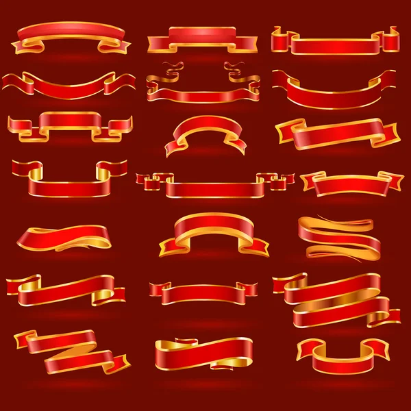 Bannière vectorielle en or sur fond rouge — Image vectorielle