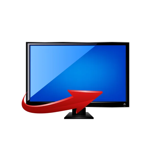Het pictogram van de monitor met rode pijl. vector — Stockvector