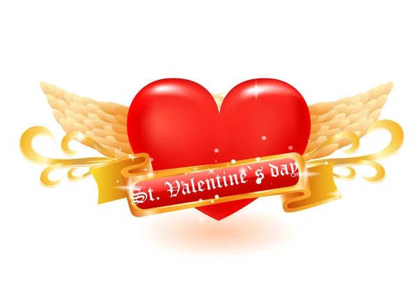 Saint Valentin. Coeur avec ailes . — Image vectorielle