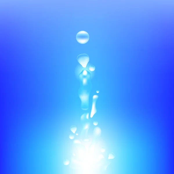 Waterdruppels op een blauwe achtergrond. — Stockvector