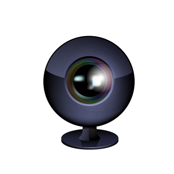 Веб-камера крупным планом изолирована на белом фоне. Вектор
