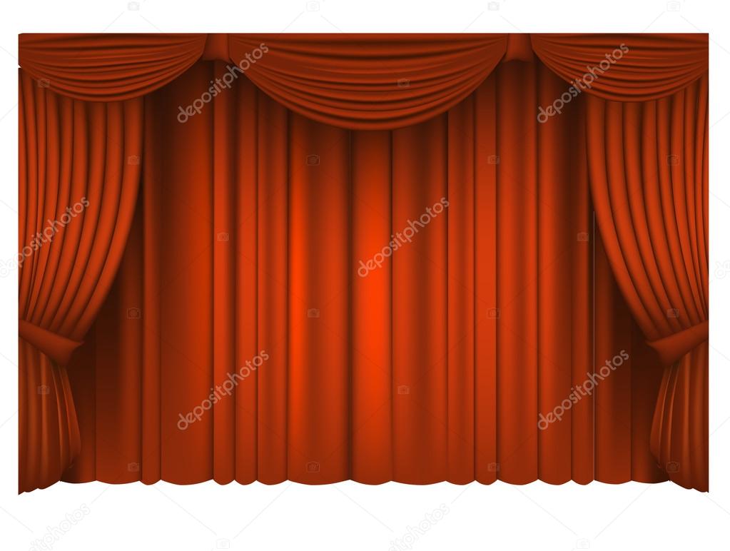 Red Draped Theater. Vector