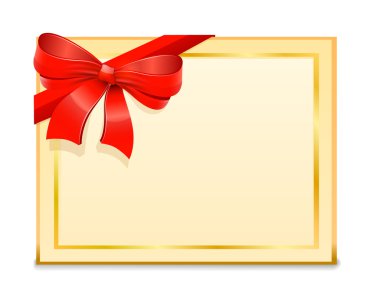 boş hediye kartı ve kırmızı yay