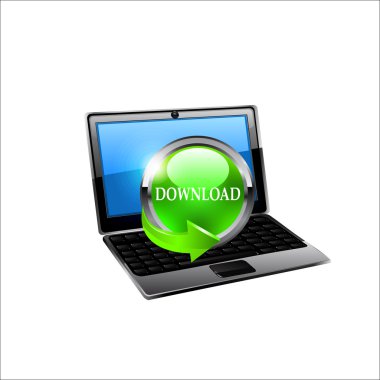 laptop ile download düğme. vektör