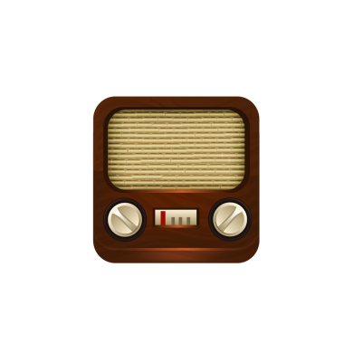 Old retro wooden radio. Vector clipart