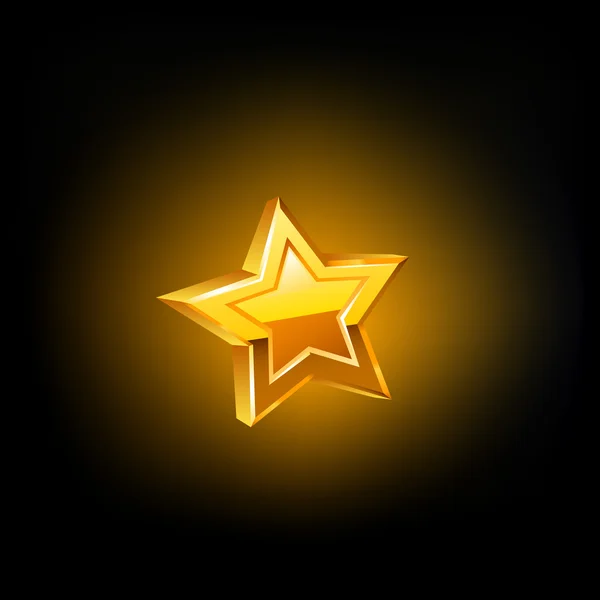 Estrela dourada sobre fundo preto. Vetor — Vetor de Stock