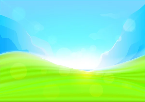 Campo verde e cielo blu — Vettoriale Stock