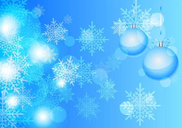Vektor vintern bakgrund med vackra olika snöflingor och julgranskulor — Stock vektor