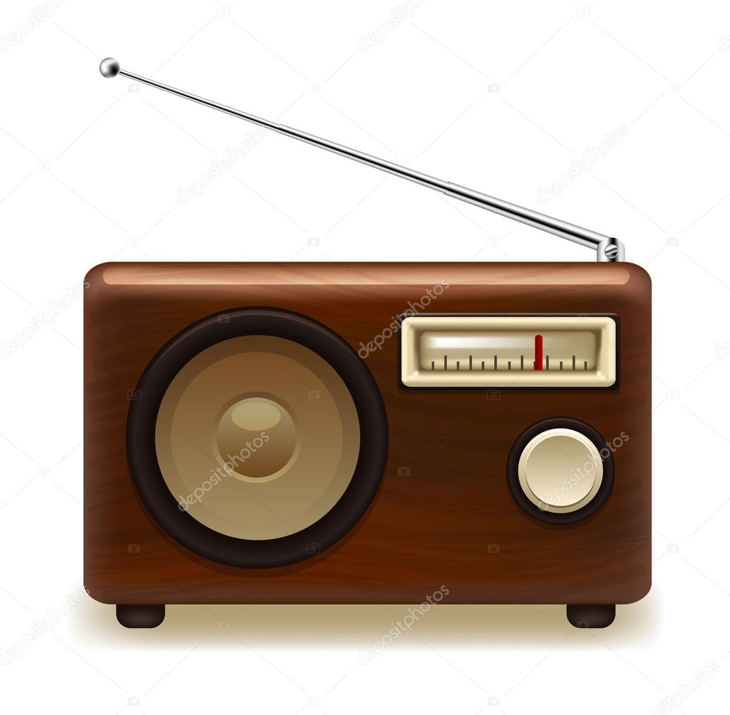 Old retro wooden radio. Vector