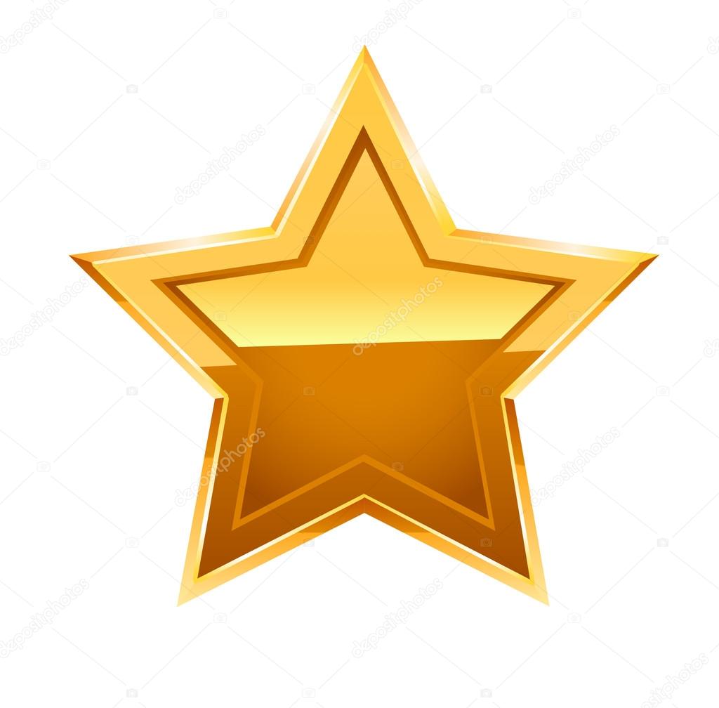 Gold star on white background. Vector