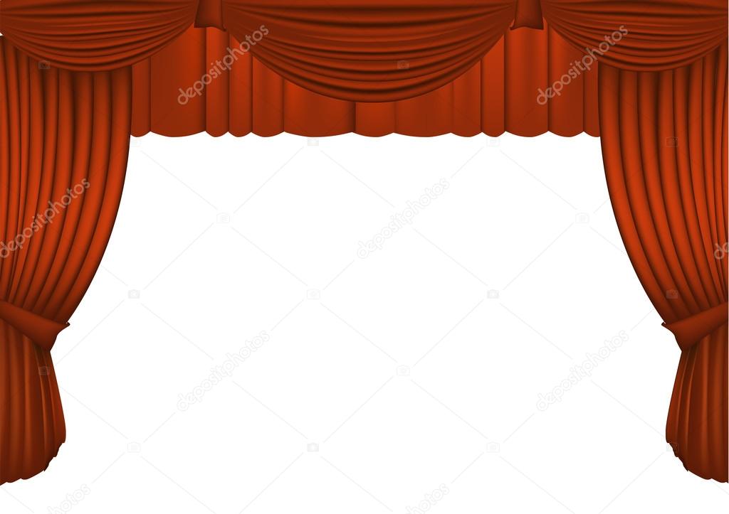Red velvet curtain. Vector illustration.