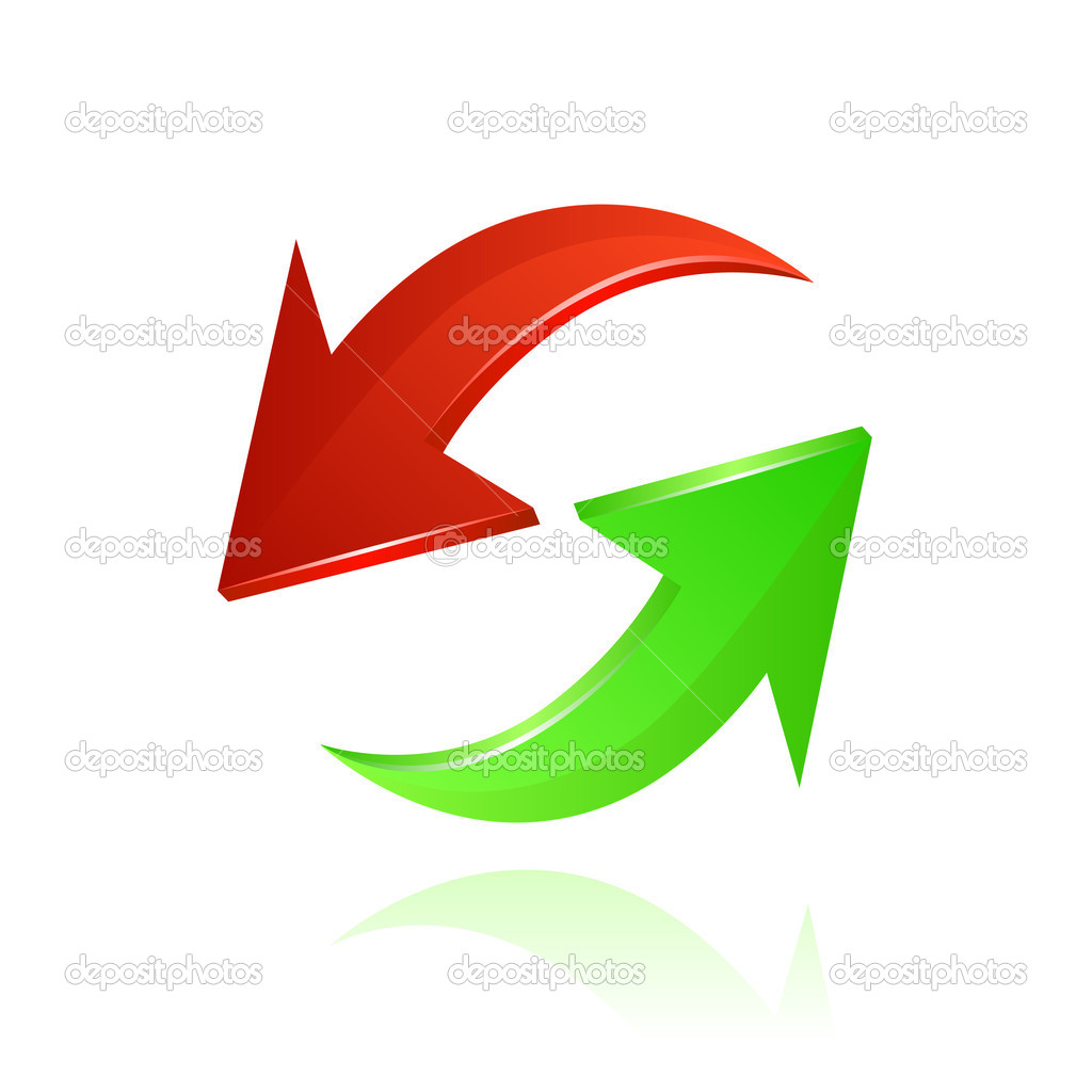 Red and green arrows. Vector
