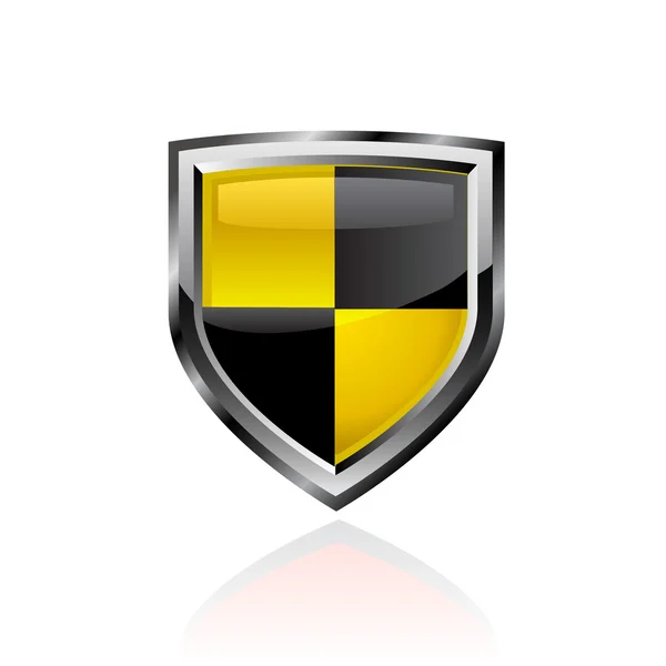 Escudo amarelo e preto — Vetor de Stock
