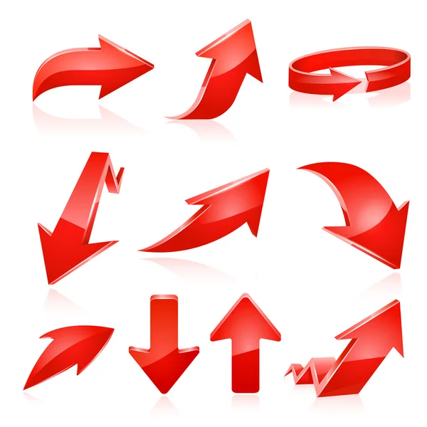 Red arrow icon set. — Stock Vector