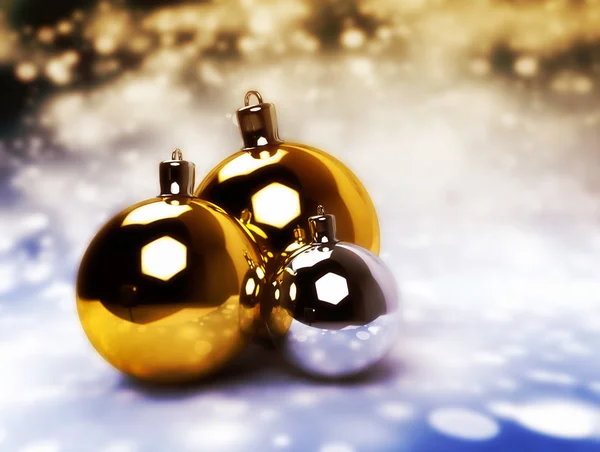 Christmas balls, gold, silver. — Stock Photo, Image