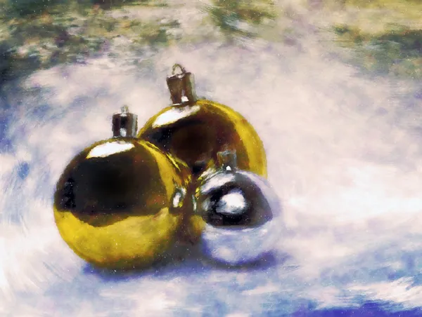 Christmas balls. Artistic vintage painting. — Stock Photo, Image