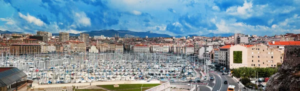 Marseille, Frankrijk-panorama, beroemde haven. — Stockfoto