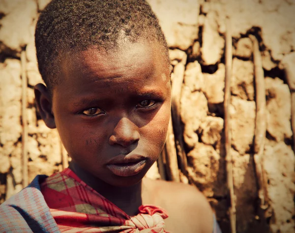 Masajové dítě portrét v Tanzanii, Afrika — Stock fotografie