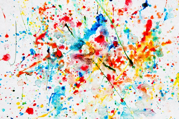 Farbenfroher Aquarell-Spritzer auf weißem Papier — Stockfoto