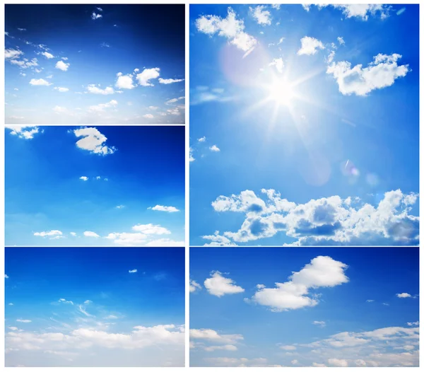 Set of beautiful blue sunny skies Stock Photo