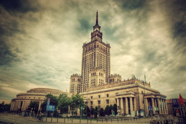 Palácio da Cultura e Ciência, Varsóvia, Polónia. Retro, vintage — Fotografia de Stock