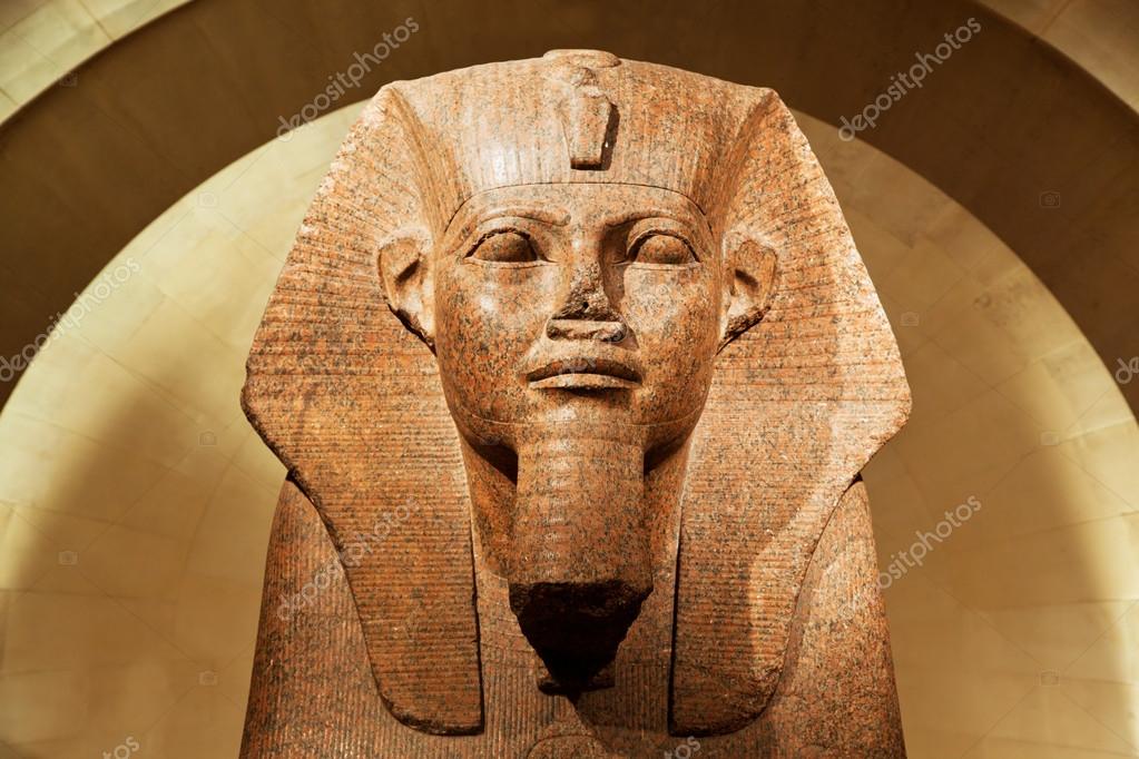 Humanfaced lionbody egyptian tombstone on display in the louvre