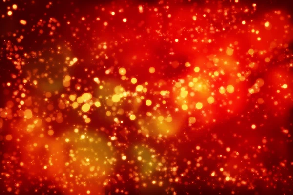 Red Christmas background with lights, stars, glitter. — Stock Photo, Image