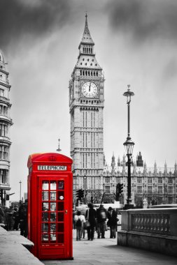 Red telephone booth and Big Ben clipart