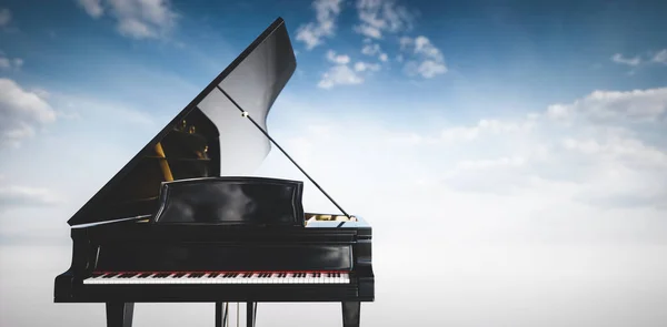 Klasik Grand Piano Latar Langit Biru Musik Dan Hiburan — Stok Foto