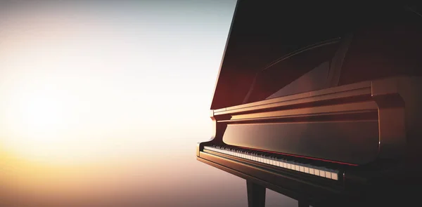 Klaviertastatur Vor Dem Hintergrund Des Sonnenuntergangs Musik Und Unterhaltung — Stockfoto