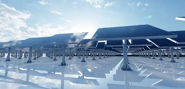 Güneş Fotovoltaik Panelleri Sıralama Sistemi Temiz Sürdürülebilir Enerji Teknolojisi Güç — Stok fotoğraf