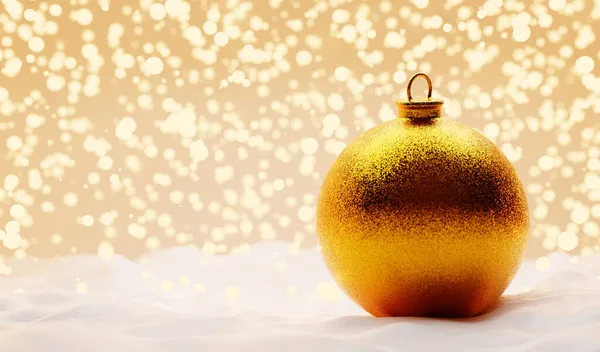 Glitter Kerstbal Sneeuw Gouden Lichten Achtergrond Illustratie — Stockfoto