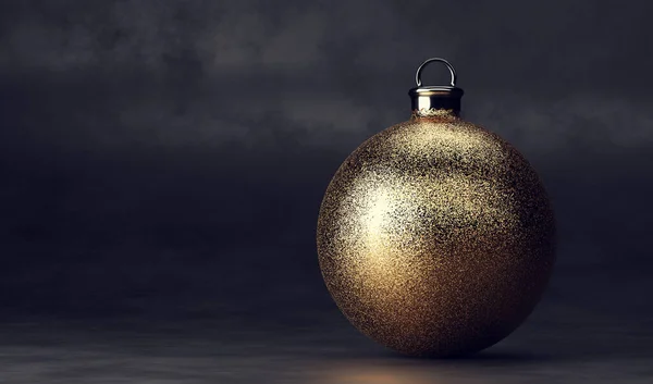 クリスマスボールは黒を背景に金を輝きます 3Dイラスト — ストック写真