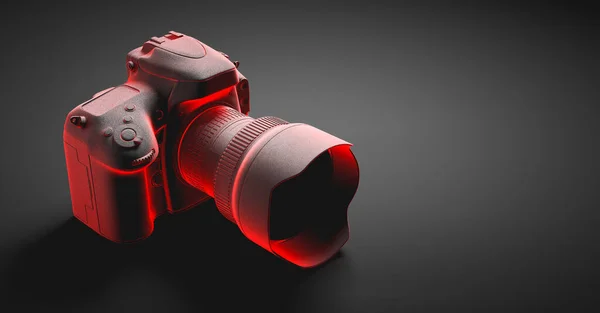 Professionele Digitale Camera Neon Licht Verlicht Illustratie — Stockfoto