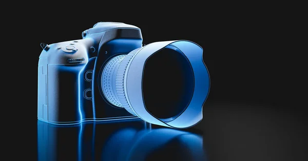 Professional Digital Camera Modern Tech Style Illuminated Illustration — стоковое фото