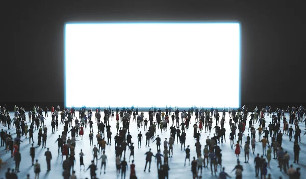 Ludzie Oglądają Duży Biały Ekran Wyświetlacz Ilustracja — Zdjęcie stockowe