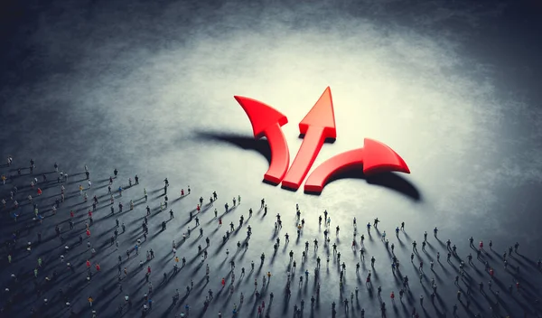 People Make Decision Choose Red Arrows Pointing Different Directions Illustration — Stockfoto