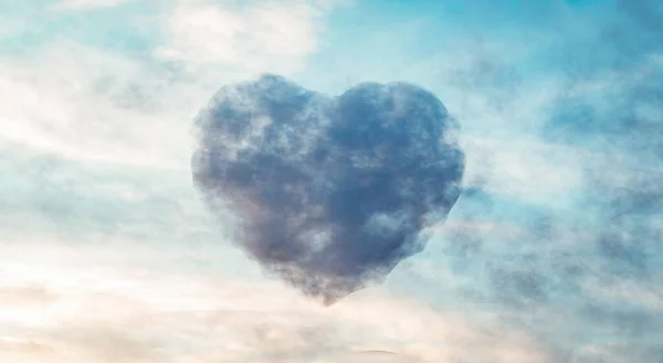 Wolkenherzform Blauen Himmel Valentinstag Liebe Thema — Stockfoto