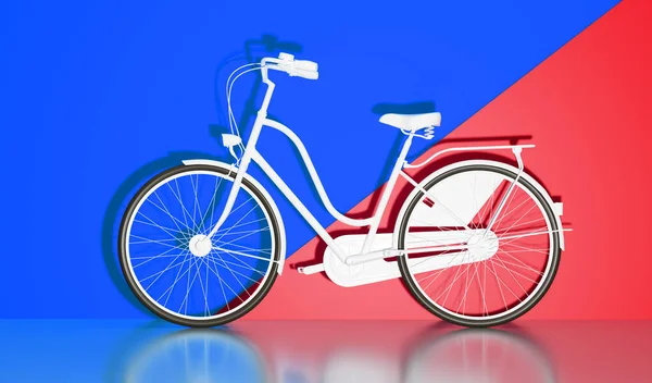 Witte Fiets Kleurrijke Muurachtergrond Illustratie — Stockfoto