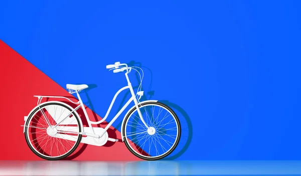 Witte Fiets Kleurrijke Muurachtergrond Illustratie — Stockfoto