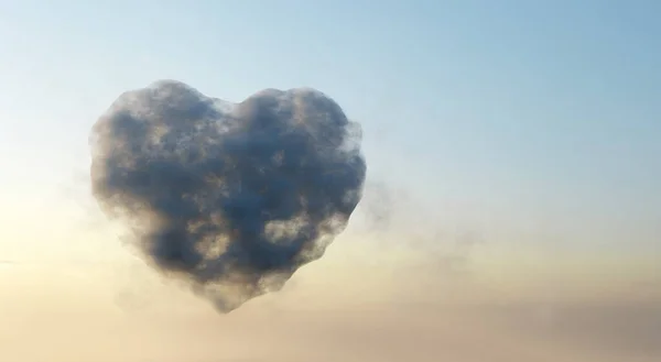 青空に雲のハート型 バレンタインデーの愛のテーマ — ストック写真