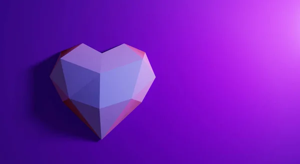 低ポリハート幾何学的なバレンタインデーのテーマ 3Dイラスト — ストック写真