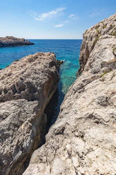 Zakynthos Grecia Laguna Mar Jónica Playa Porto Limnionas Agua Cristalina —  Fotos de Stock