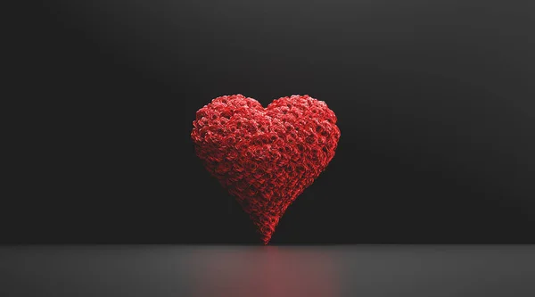 Herzform Aus Rosenblüten Valentinstag Thema Illustration — Stockfoto