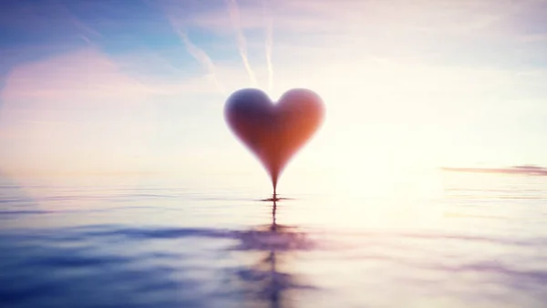 Heart Reflection Water Sunset Valentines Day Theme — Stock Photo, Image