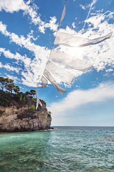 Zakynthos Greece Cameo Island White Cloth Hanging Beach — Stock Photo, Image